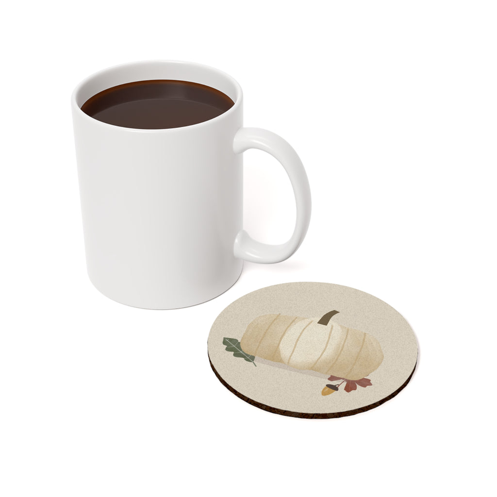 Autumn White Pumpkin Cork-Back Coaster