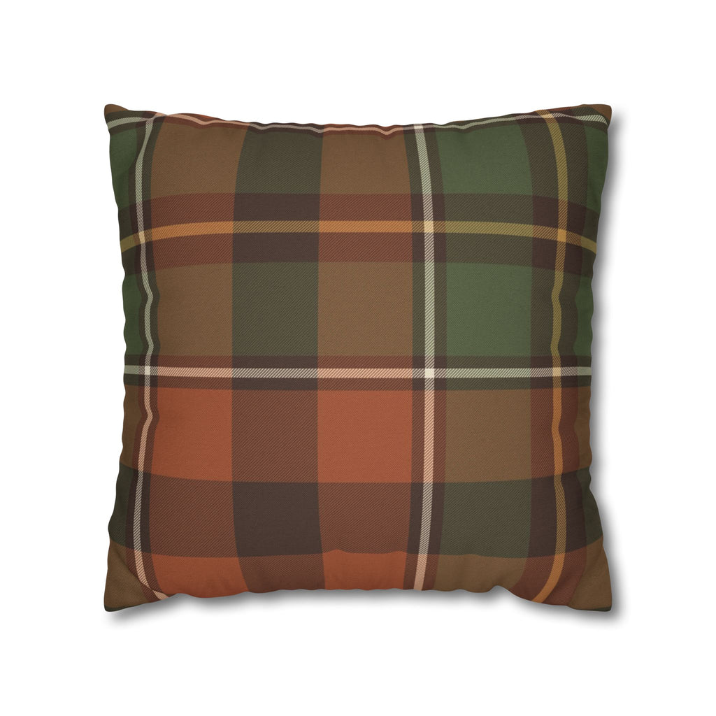 Harvest Plaid Pillow Cover – Rust, Moss & Cream Fall Throw Pillow Cover