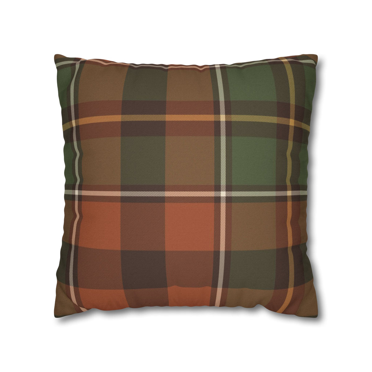 Harvest Plaid Pillow Cover – Rust, Moss & Cream Fall Throw Pillow Cover