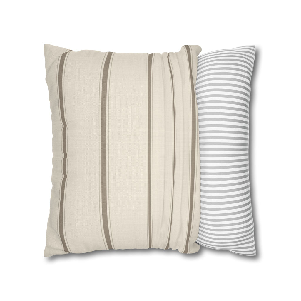 Cream Stripe Pillow Cover – Neutral Farmhouse Ticking Stripe