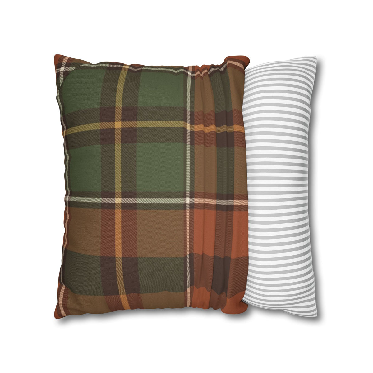 Harvest Plaid Pillow Cover – Rust, Moss & Cream Fall Throw Pillow Cover