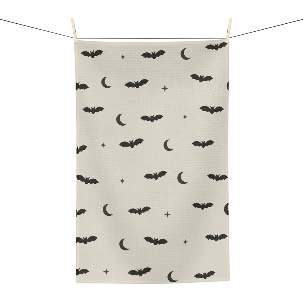 Halloween Bat & Moon Microfiber Tea Towel — Spooky Kitchen Decor