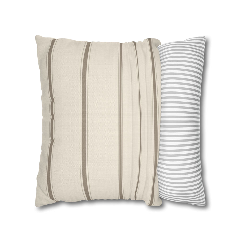 Cream Stripe Pillow Cover – Neutral Farmhouse Ticking Stripe