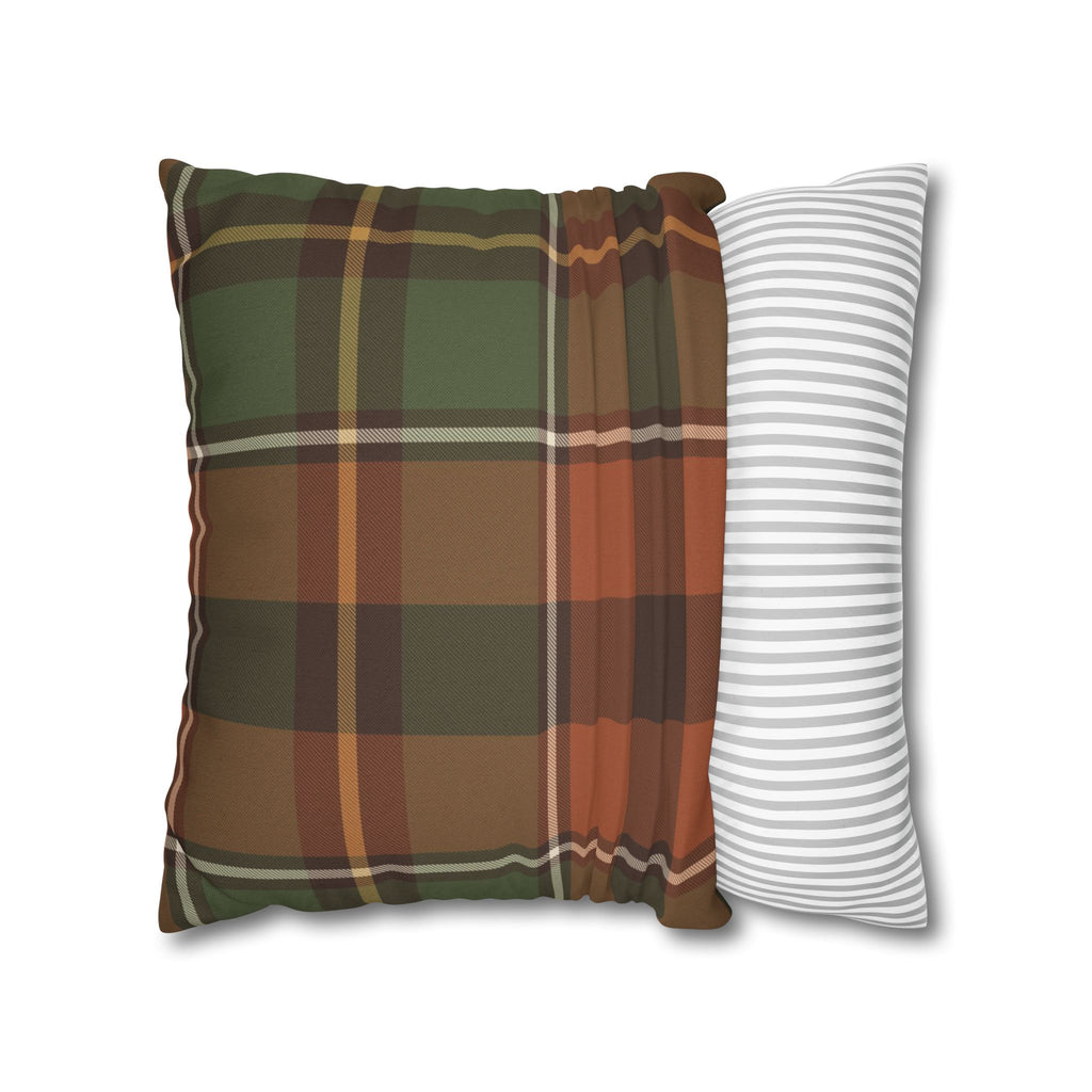 Harvest Plaid Pillow Cover – Rust, Moss & Cream Fall Throw Pillow Cover