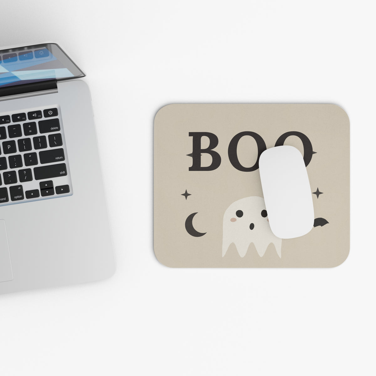 Halloween 'Boo' Ghost Mouse Pad — Cute Spooky Desk Mat