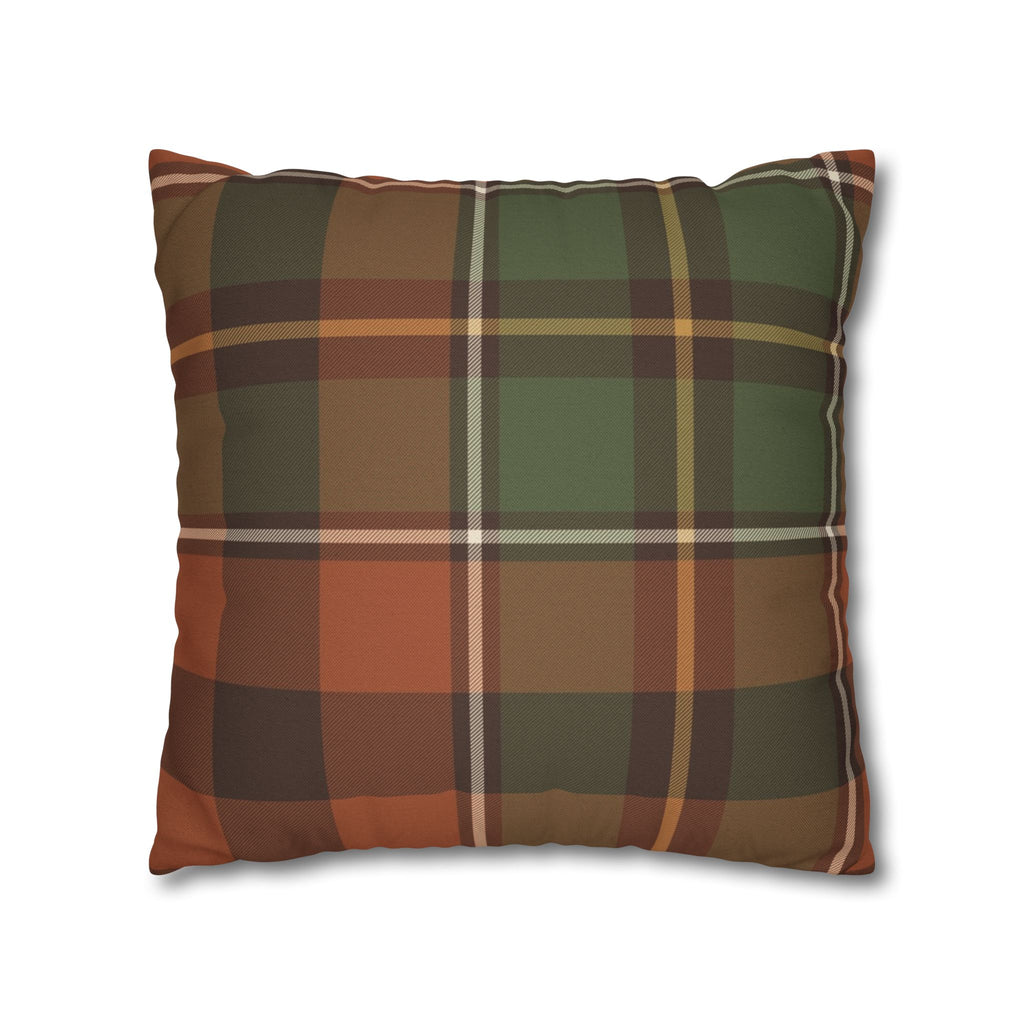 Harvest Plaid Pillow Cover – Rust, Moss & Cream Fall Throw Pillow Cover