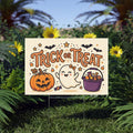 Trick or Treat Halloween Lawn Sign — Cute Ghost, Pumpkin & Candy Yard Decor