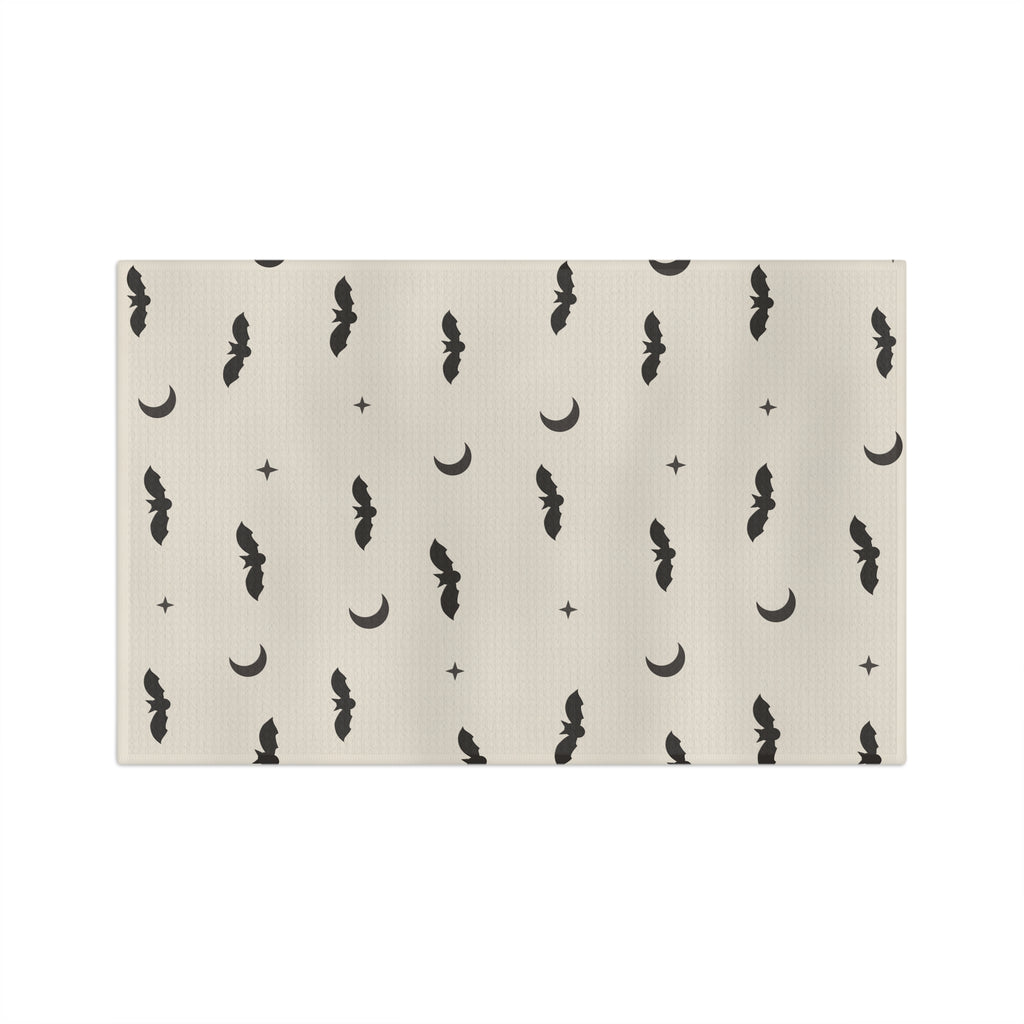 Halloween Bat & Moon Microfiber Tea Towel — Spooky Kitchen Decor