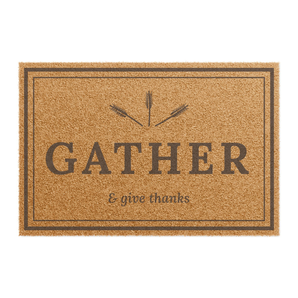 "Gather & Give Thanks" Doormat – Farmhouse Fall Welcome Mat